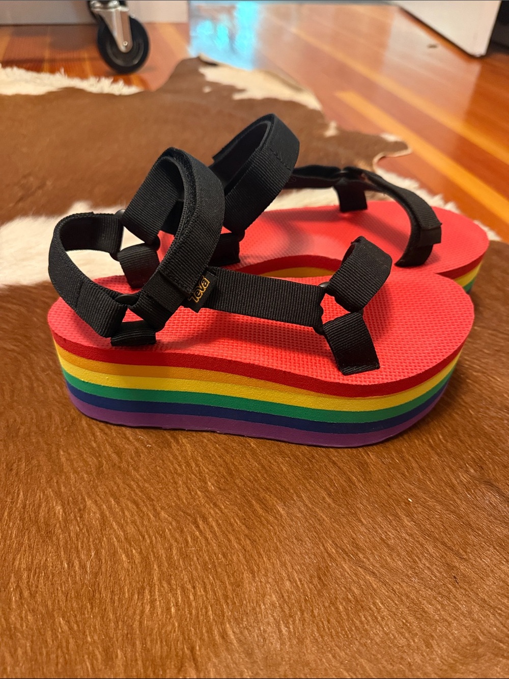 Teva platform rainbow sandals